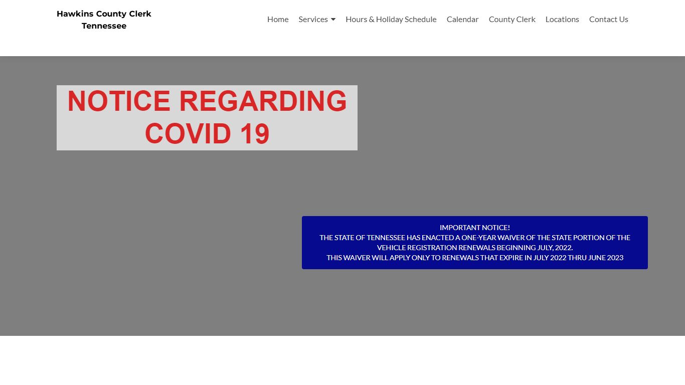 Hawkins County Clerk – Tennessee